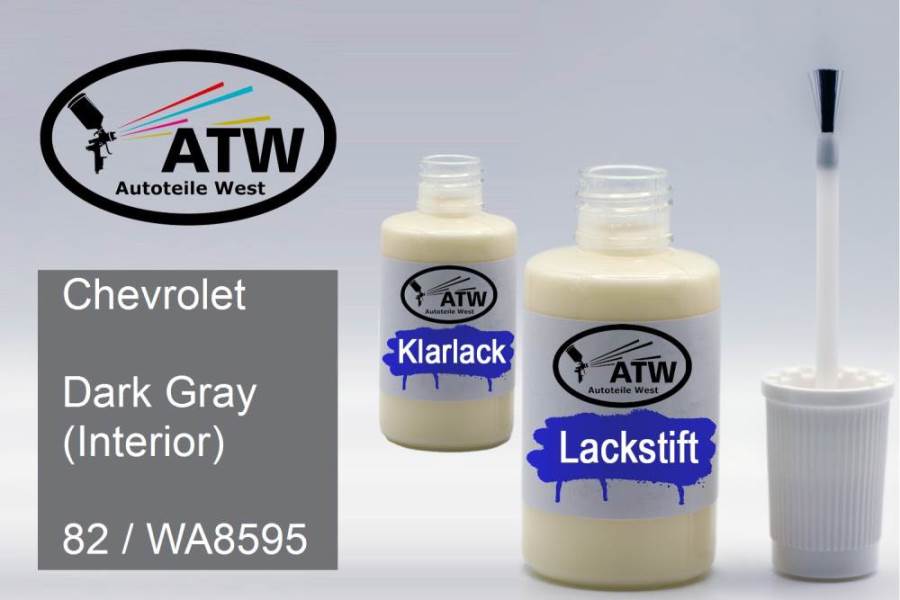 Chevrolet, Dark Gray (Interior), 82 / WA8595: 20ml Lackstift + 20ml Klarlack - Set, von ATW Autoteile West.